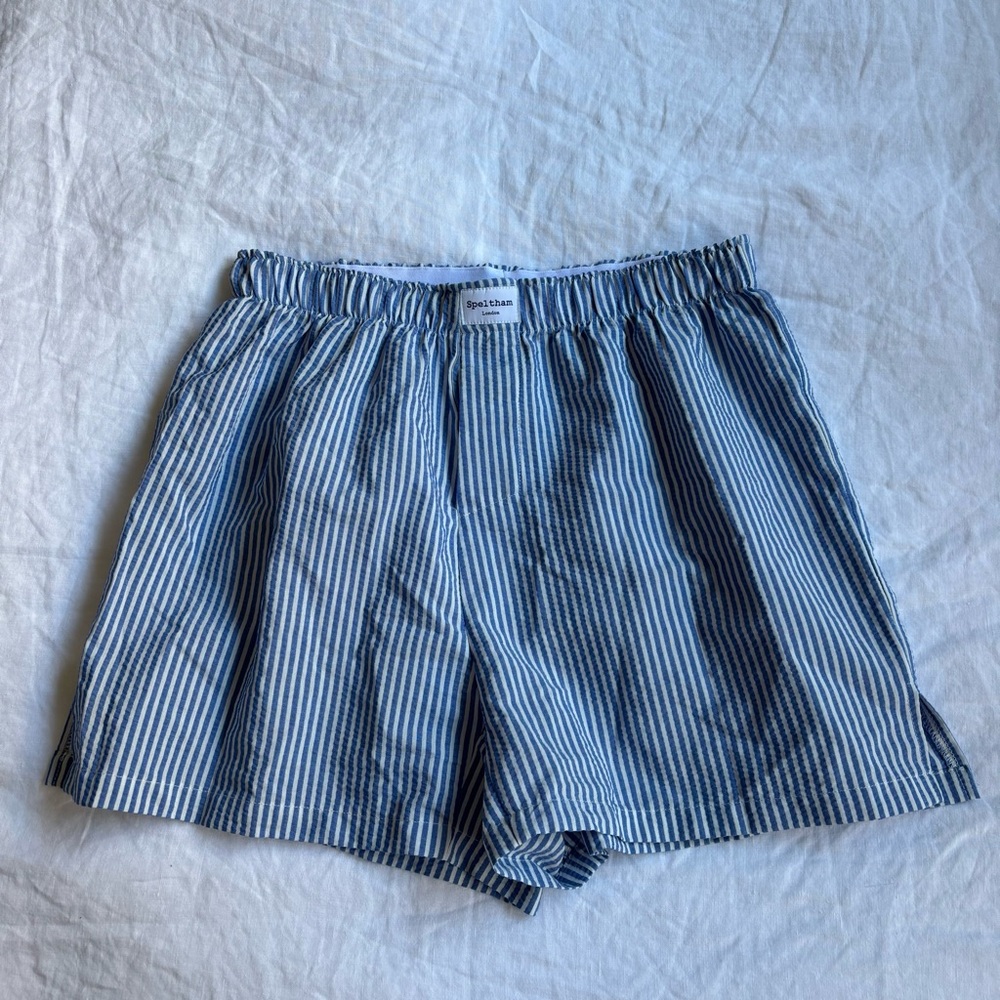 Speltham Navy & White Striped Classic Unisex Boxer Shorts